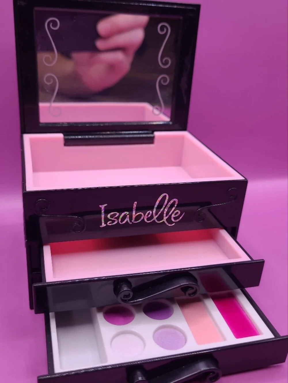 American Girl Isabelle's Black MAKEUP CASE Makeup Set Jewelry Box for Doll READ